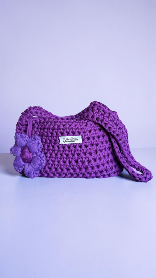 Purple Crossbody with Flower Charm